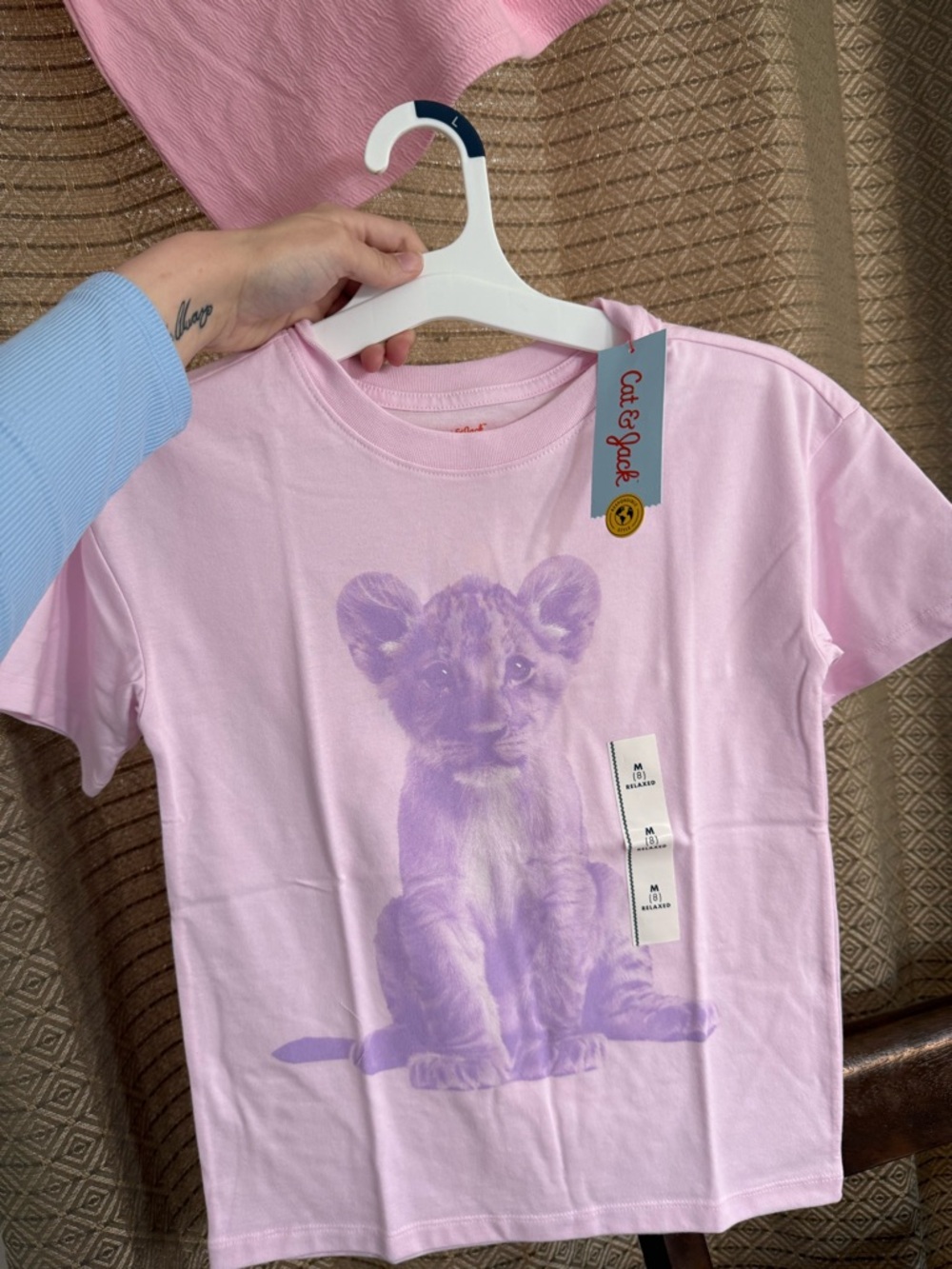 Cat & Jack Light Pink Tee with Lilac Lion Cub Graphic